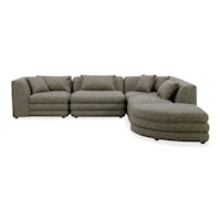 Contemporary 5-Piece L-Shaped Sectional Sofa with Curved Ottoman