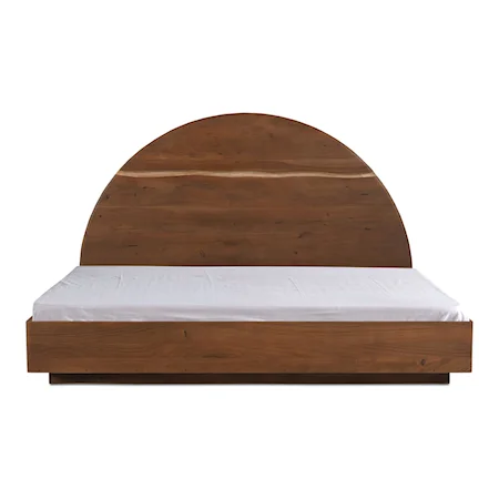 Contemporary Brown Queen Bed with Arched Headboard