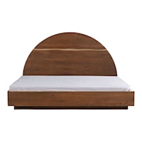 Contemporary Brown King Bed with Arched Headboard