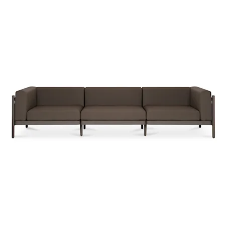 Contemporary 3-Seat Stationary Sofa with Tuxedo Arms