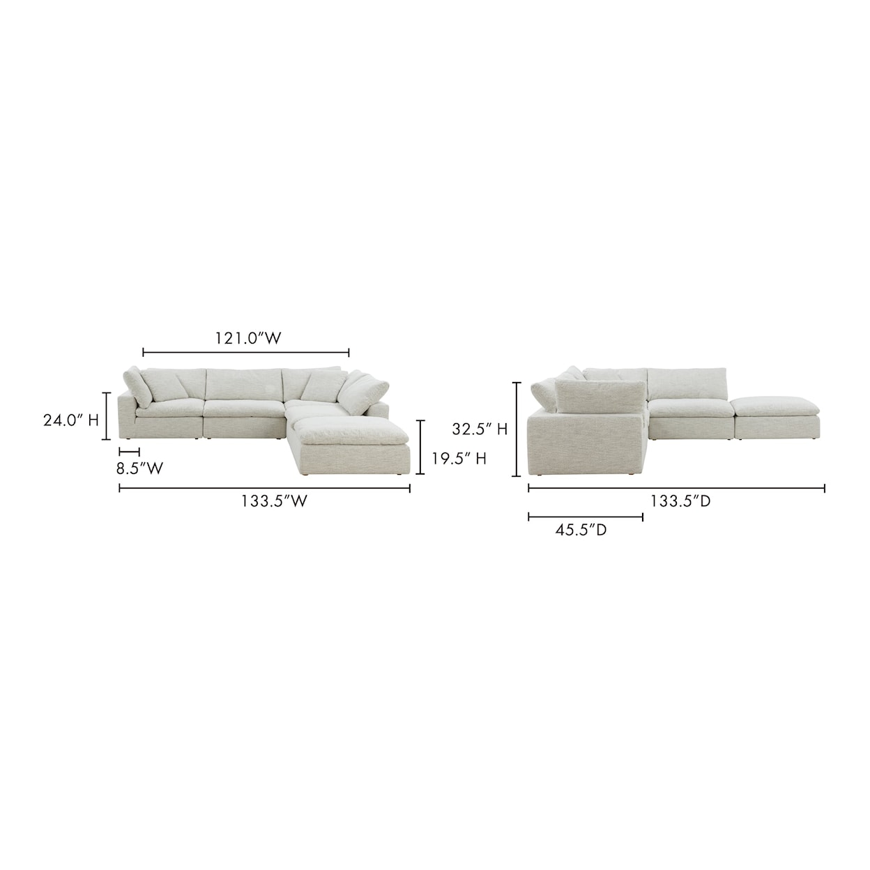 Moe's Home Collection Clay Sectional Sofa