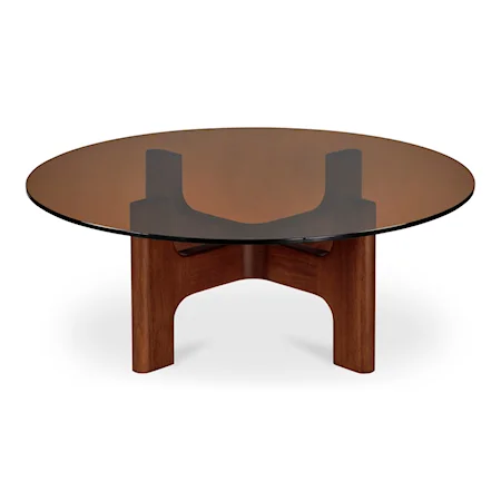 Contemporary Glass-Top Wooden Coffee Table