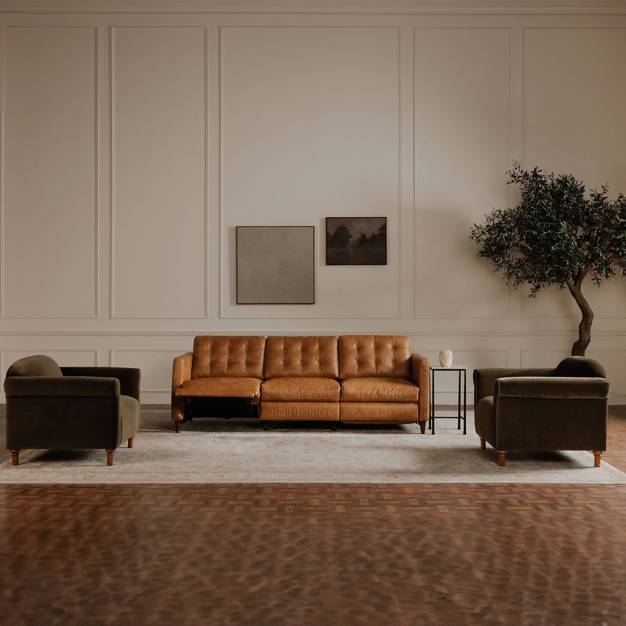 Moe's Home Collection Bridgers Leather Power Reclining Sofa