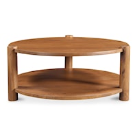 Contemporary Mango Wood Coffee Table with Shelf