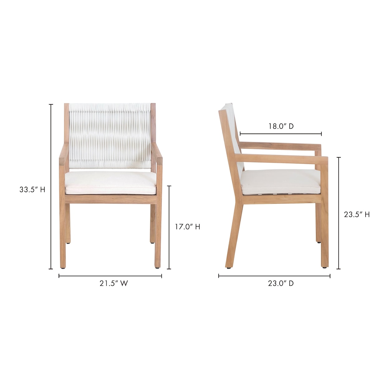 Moe's Home Collection Luce Outdoor Dining Arm Chair