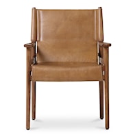 Mid-Century Modern Upholstered Tan Dining Chair