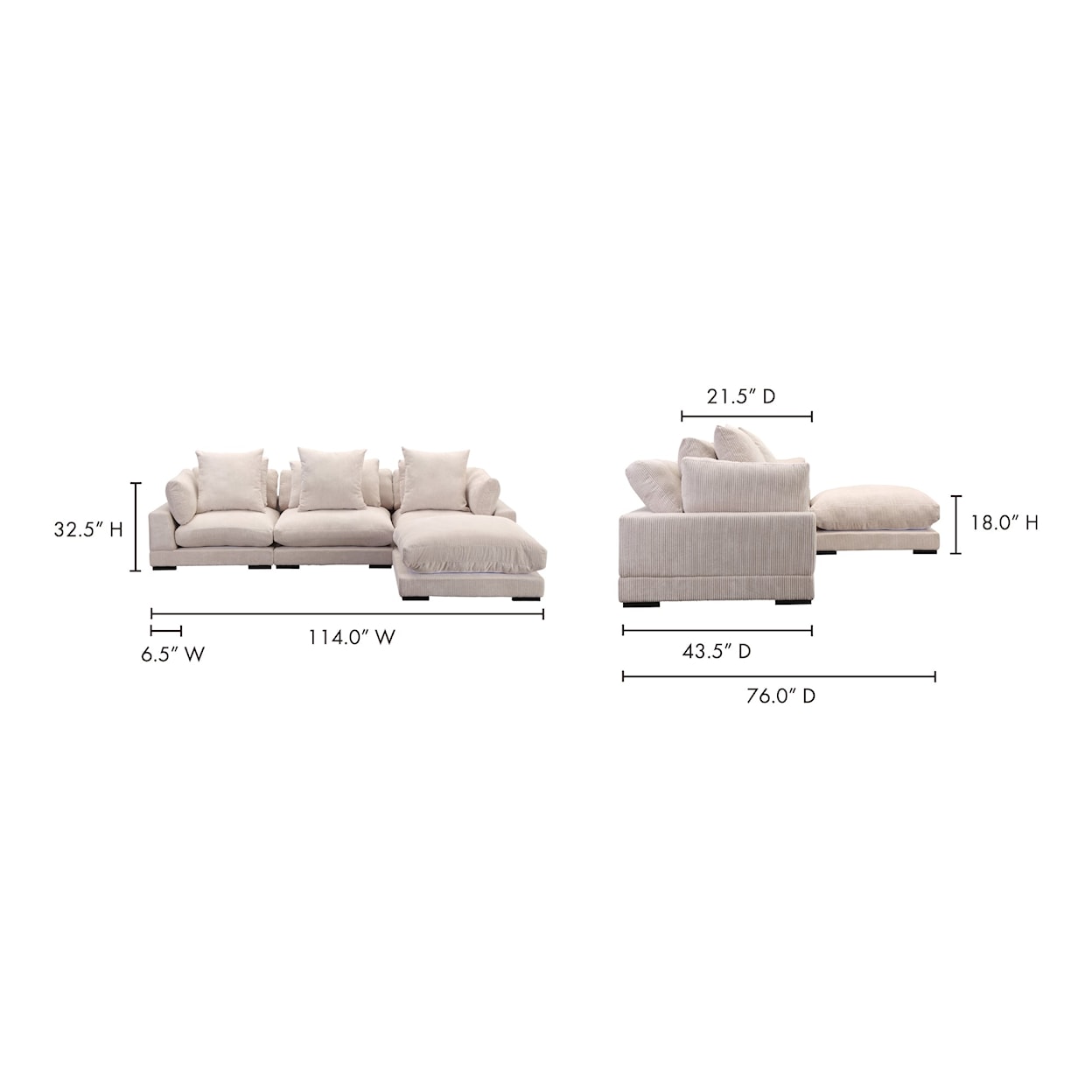 Moe's Home Collection Tumble Sectional Sofa