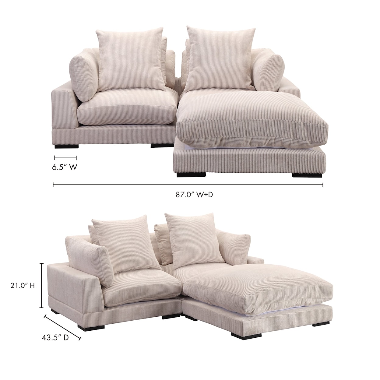 Moe's Home Collection Tumble Sectional Sofa