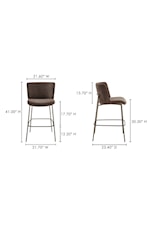 Moe's Home Collection Early Contemporary Dark Brown Upholstered Bar Stool