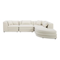 Contemporary 5-Piece L-Shaped Sectional Sofa with Curved Ottoman