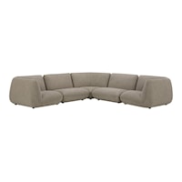 Contemporary 5-Piece Speckled Pumice Modular Sectional 