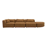 Contemporary 4-Piece Sectional Sofa with Curved Ottoman