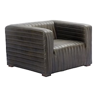 Industrial Channel Tufted Leather Chair