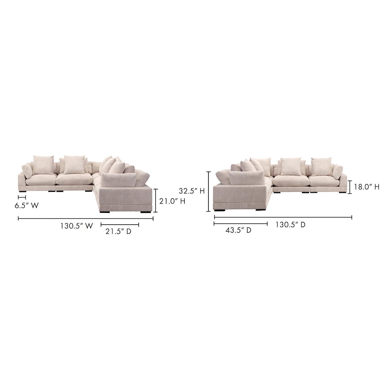 Moe's Home Collection Tumble Sectional Sofa