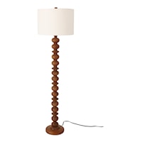Traditional Brown Floor Lamp with Cotton Shade
