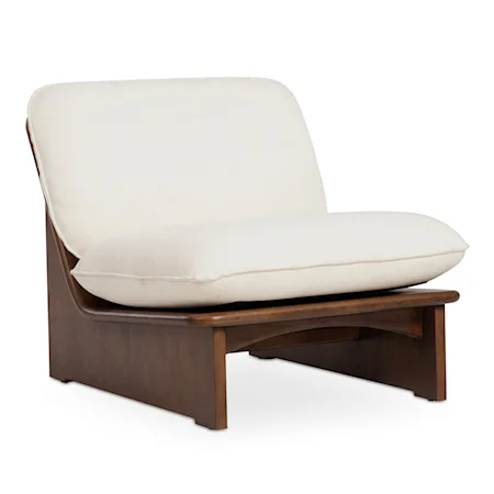 Mid-Century Modern Slipper Chair with Wood Base