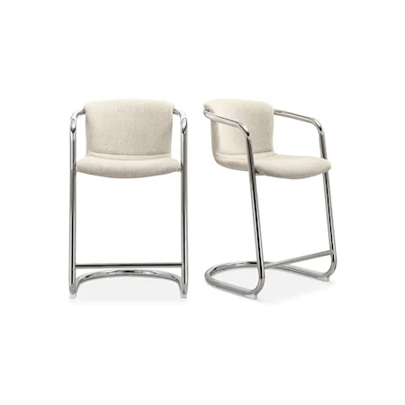 Contemporary Upholstered Counter Stool with Chrome Framing