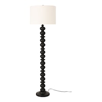 Traditional Black Floor Lamp with Cotton Shade
