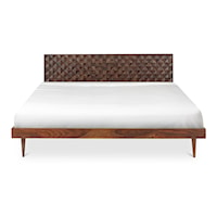 Mid-Century Modern Brown Queen Bed