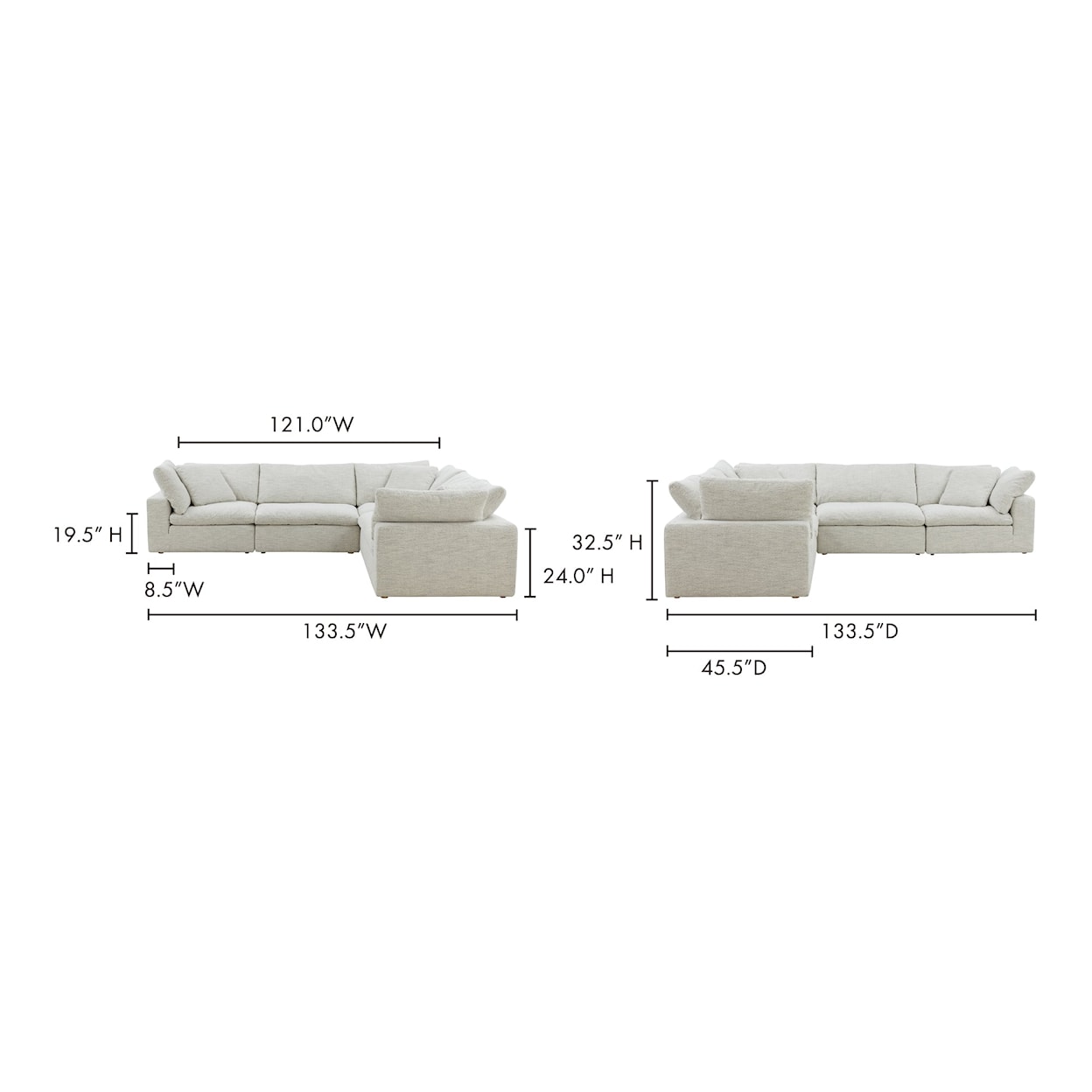 Moe's Home Collection Clay Sectional Sofa