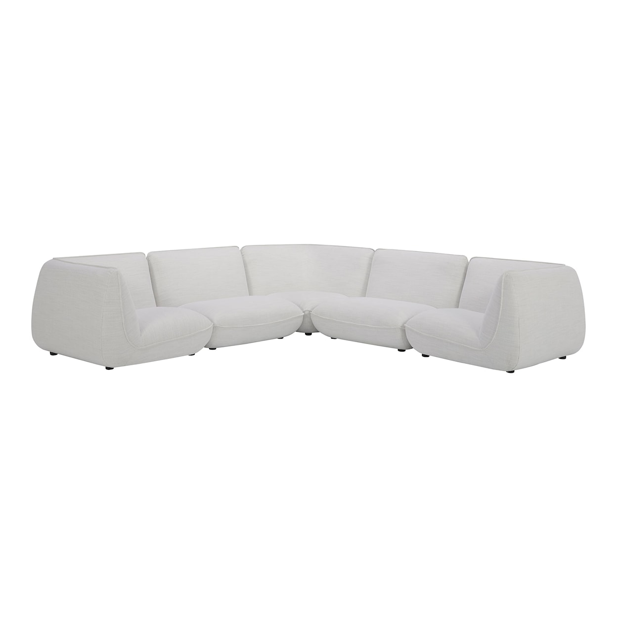 Moe's Home Collection Zeppelin 5-Piece Stone White Modular Sectional 