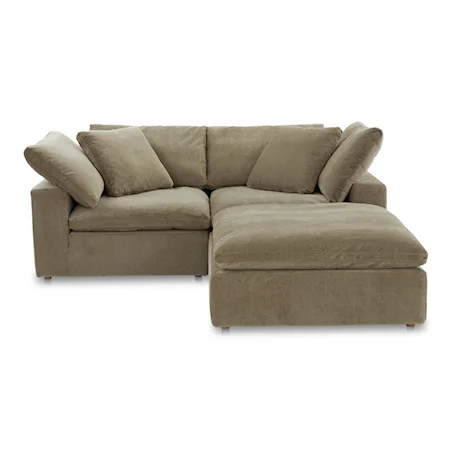 Casual Tan Sectional Sofa with Stain Resistant Fabric