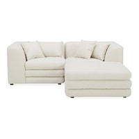 Contemporary 3-Piece Sectional Sofa with Square Ottoman