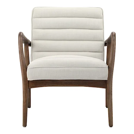 Contemporary Arm Dining Chair with Channel Tufted Back