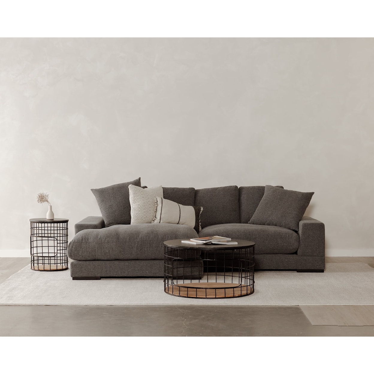 Moe's Home Collection Plunge Grey Sectional with Flip-Style Chaise