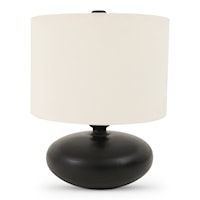 Transitional Black Table Lamp with Cotton Shade