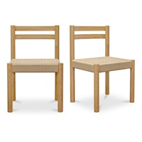 Contemporary Side Dining Chairs with Woven Seat