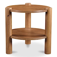 Contemporary Mango Wood Accent Table with Shelf