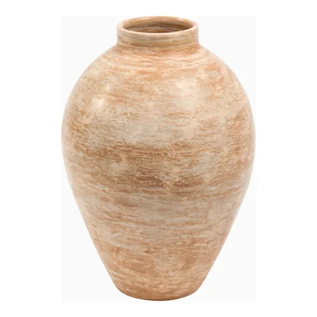 16-Inch Beige Terracotta Vase 