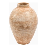 16-Inch Beige Terracotta Vase 