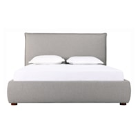 Contemporary Linen-Blend Upholstered Queen Bed