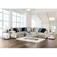 Transitional Gray L-Shaped Sectional Sofa with Loose Back Pillows