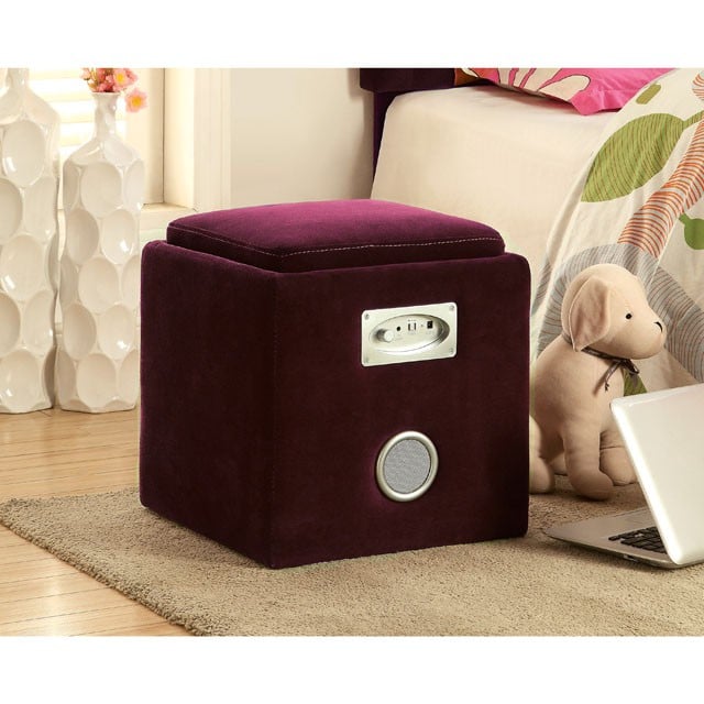 Furniture of America Rythmo Fabric Ottoman with Speaker System