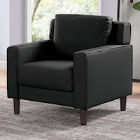 Contemporary Faux Leather Accent Chair with Tapered Legs - Black