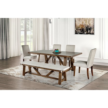 6-Piece Dining Table Set with Bench