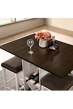 Furniture of America Bingham Farmhouse Counter Height Dining Table with Wine Bottle Storage