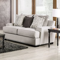 Transitional Light Gray Loveseat with Nailhead Trim