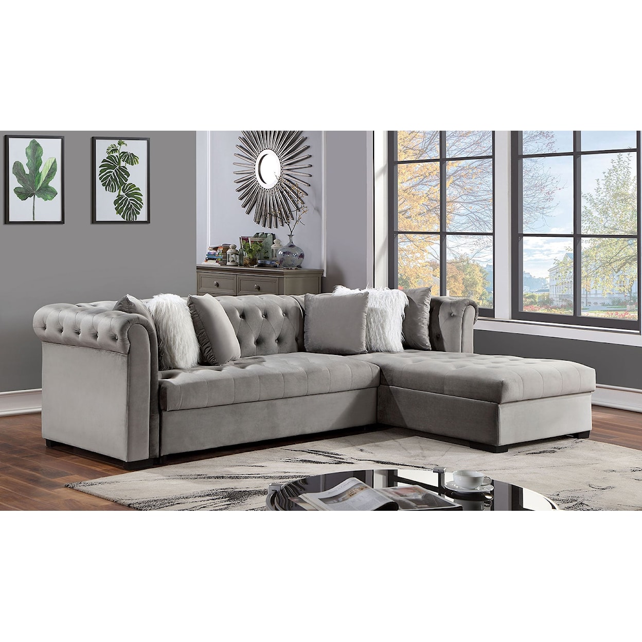 Furniture of America Alessandria Sectional, Gray