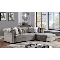 Glam Sectional Sofa with Tufted Cushions