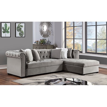 Glam Sectional Sofa with Tufted Cushions