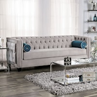 Transitional Sofa with Button Tufted Back