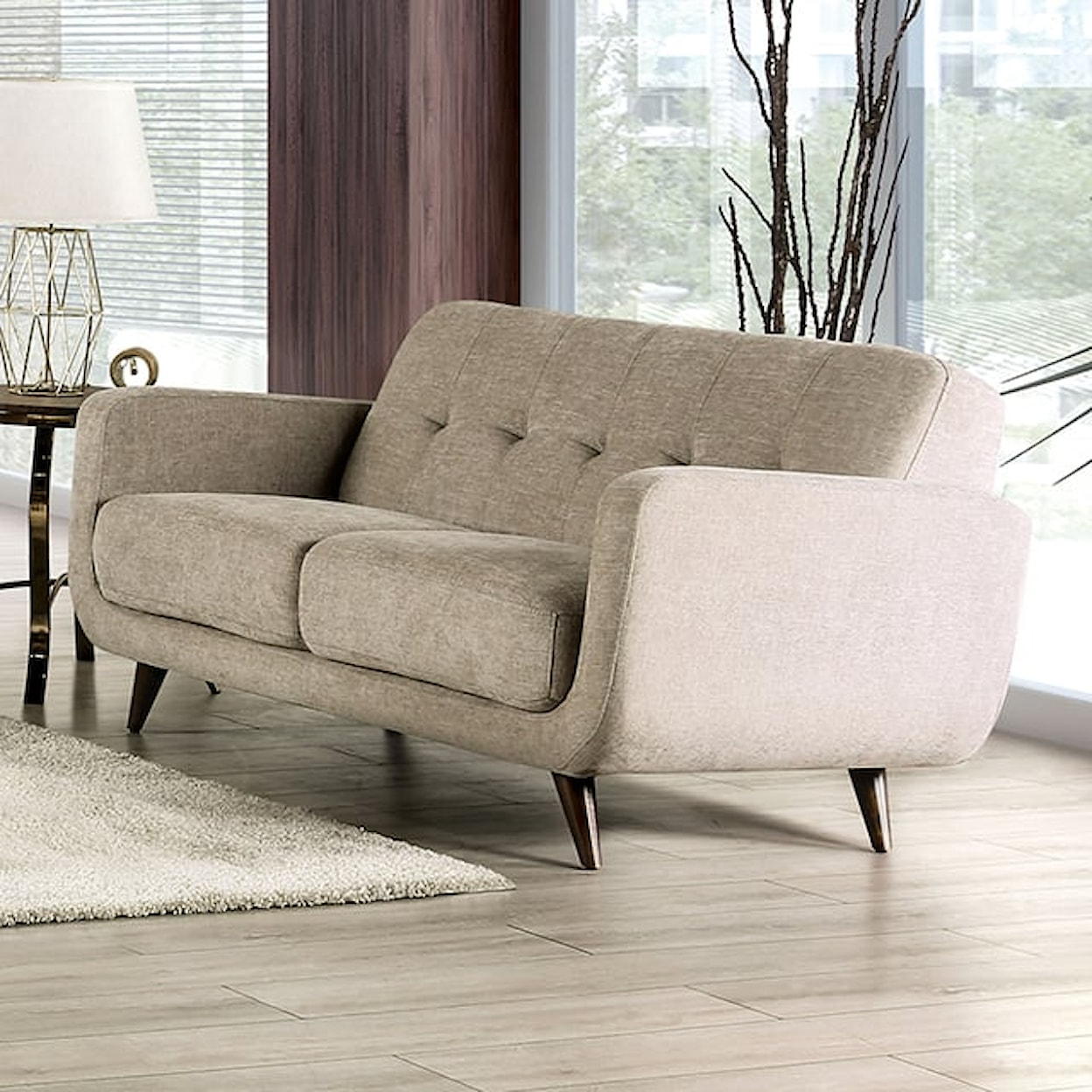 Furniture of America Siegen Loveseat with Biscuit-Tufting