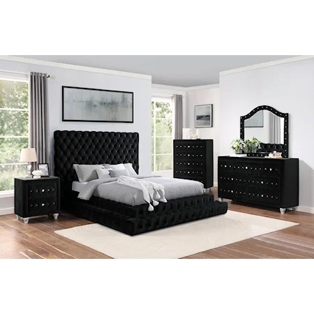 Glam 5-Piece Queen Bedroom Set with Drawer Chest
