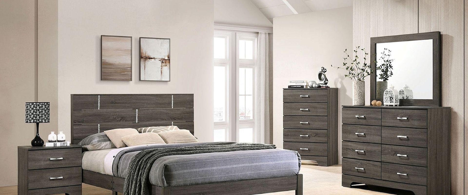 Contemporary 5-Piece Queen Bedroom Set with Two Nightstands