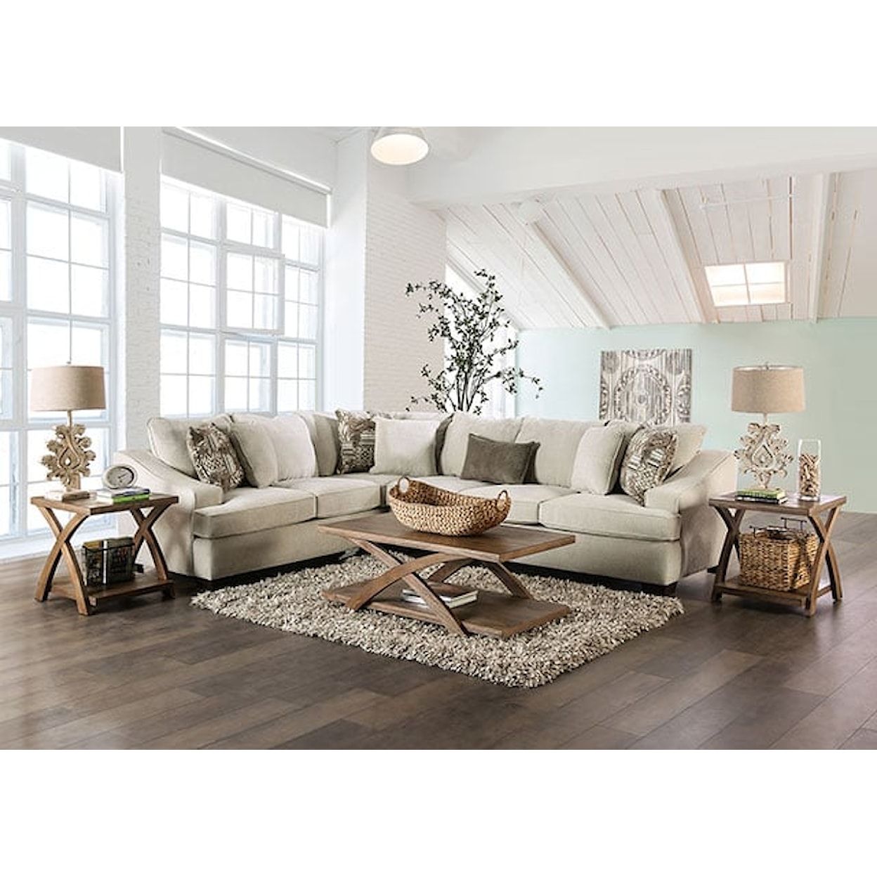 Furniture of America Mornington L-Shape Sectional