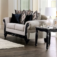 Molfetta Traditional Loveseat with Faux Wood Carved Details
